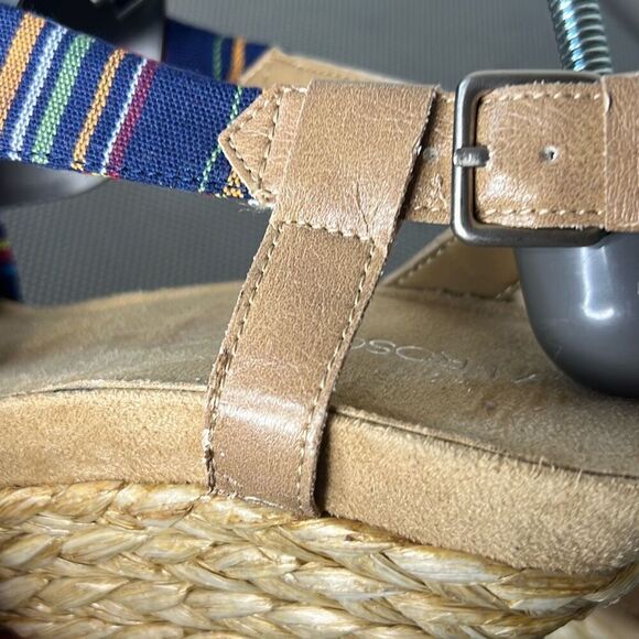 Aerosoles Plush Pillow Blue Fabric Open Toe Wedge Espadrilles Sandal Size 12 - Picture 5 of 9